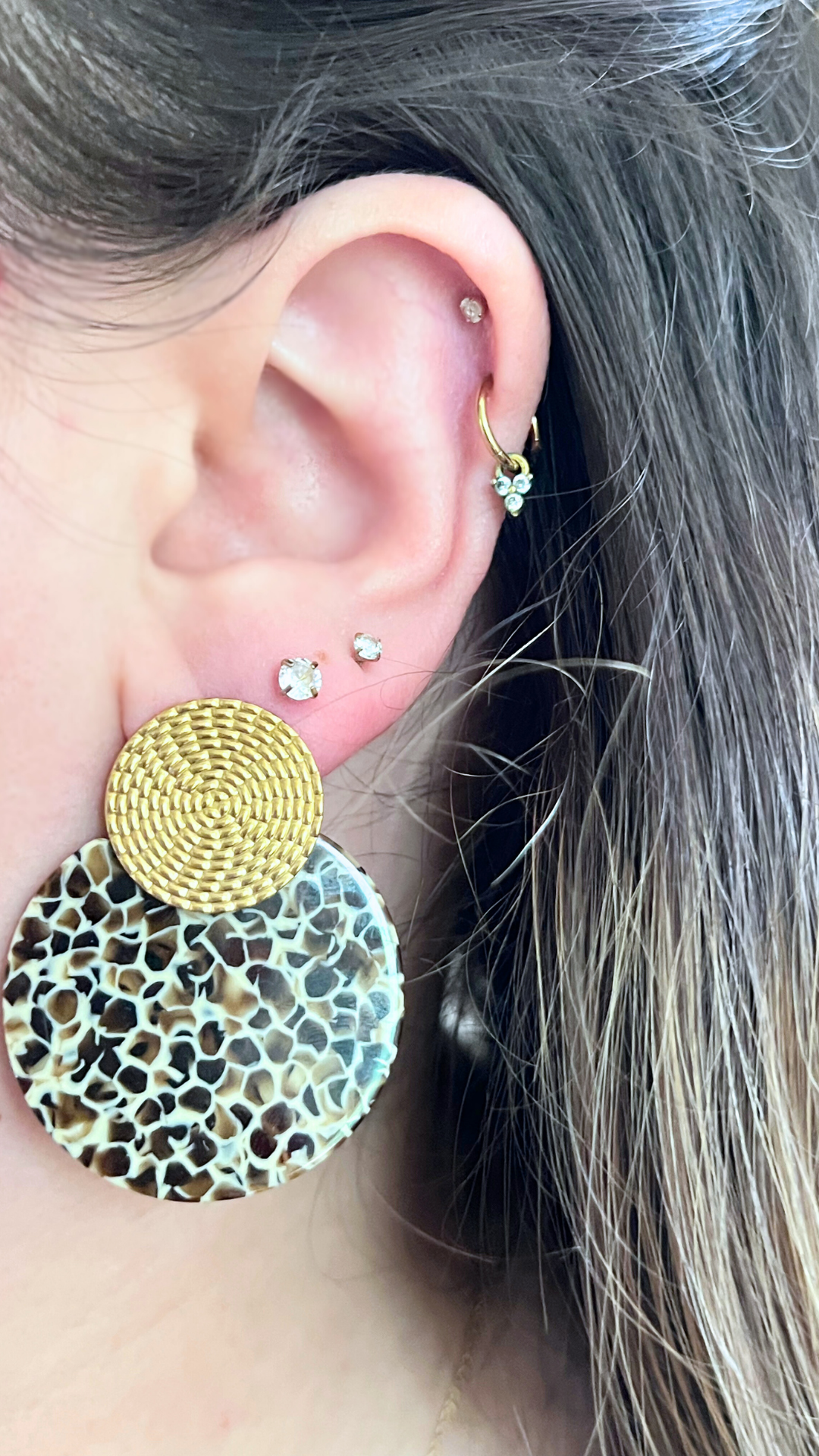 Boucles d'oreilles terrazzo marron
