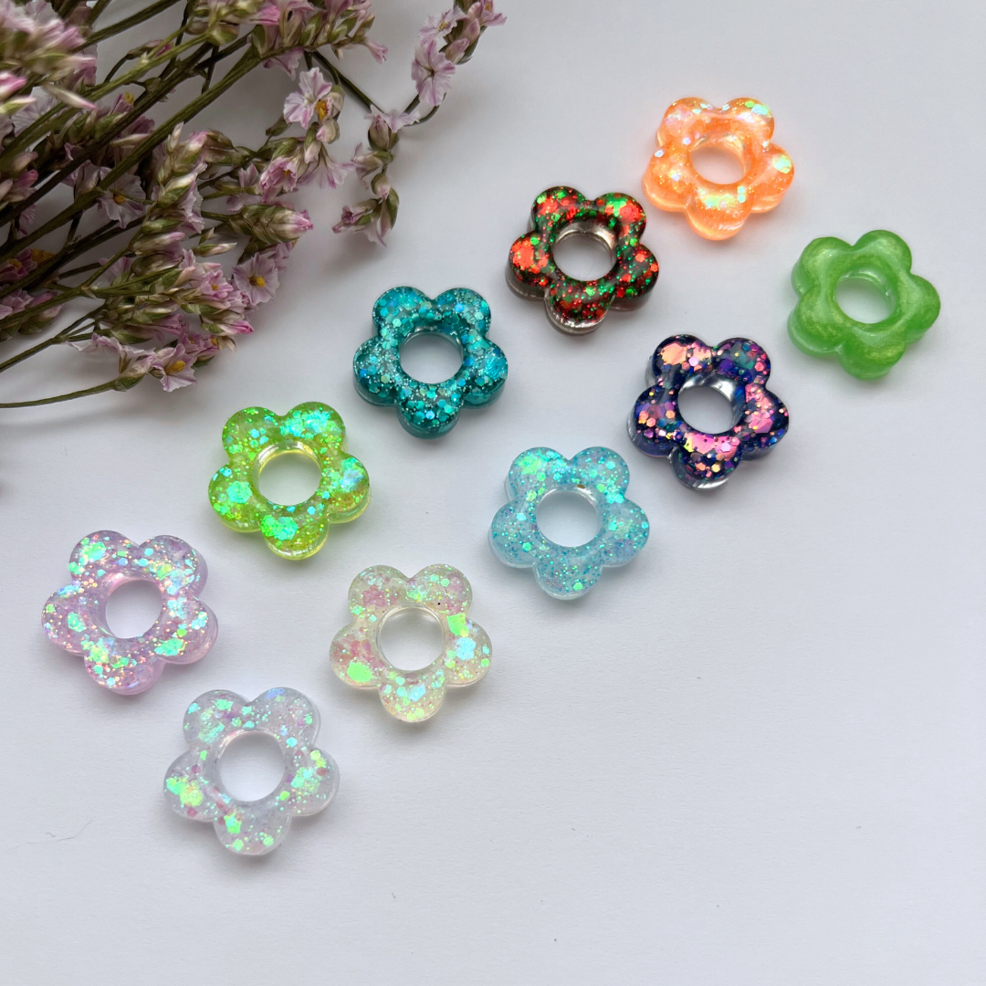 Créoles Paris + Emy, pampilles interchangeable fleurs collection paillettes