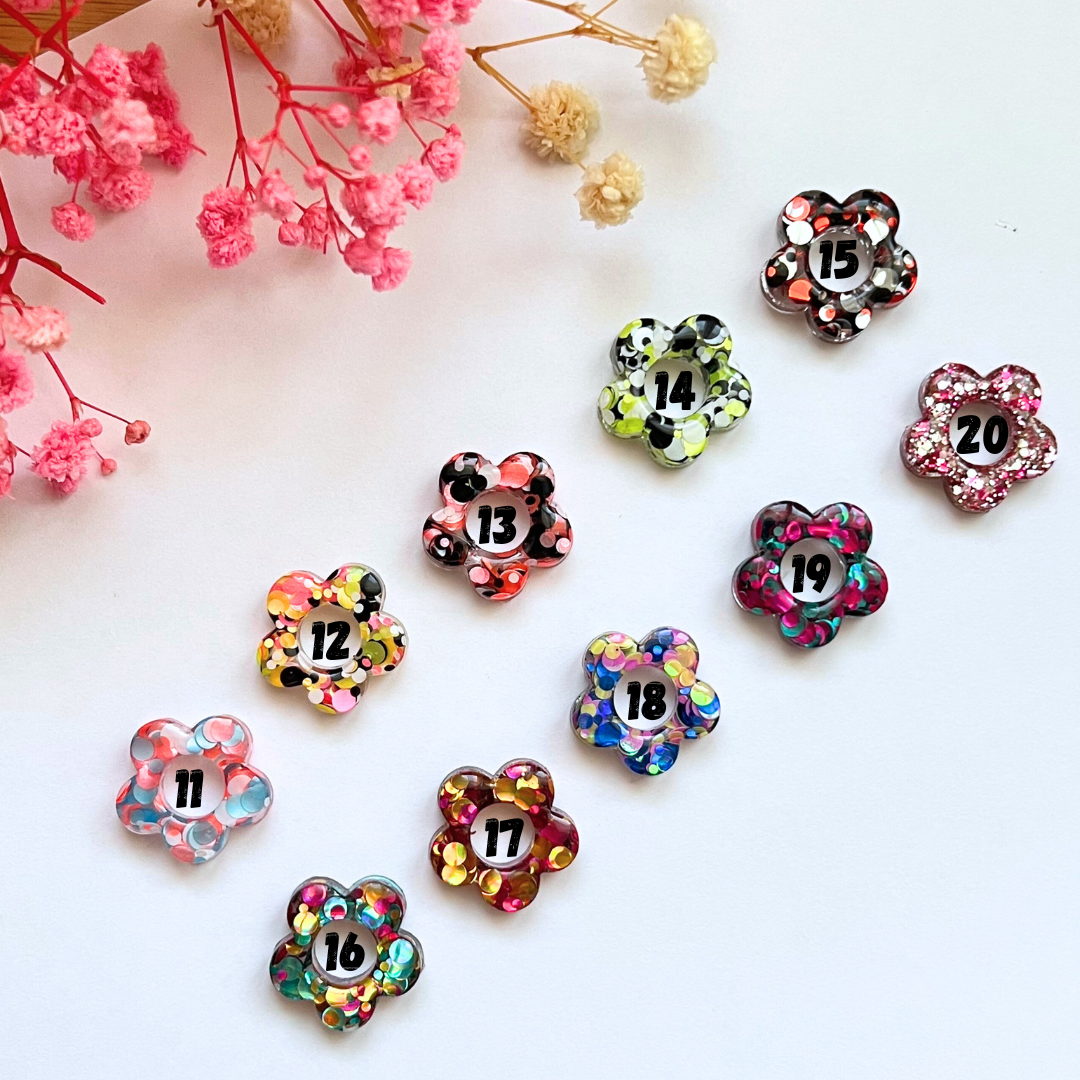 Emy, pampilles interchangeable fleurs collection paillettes
