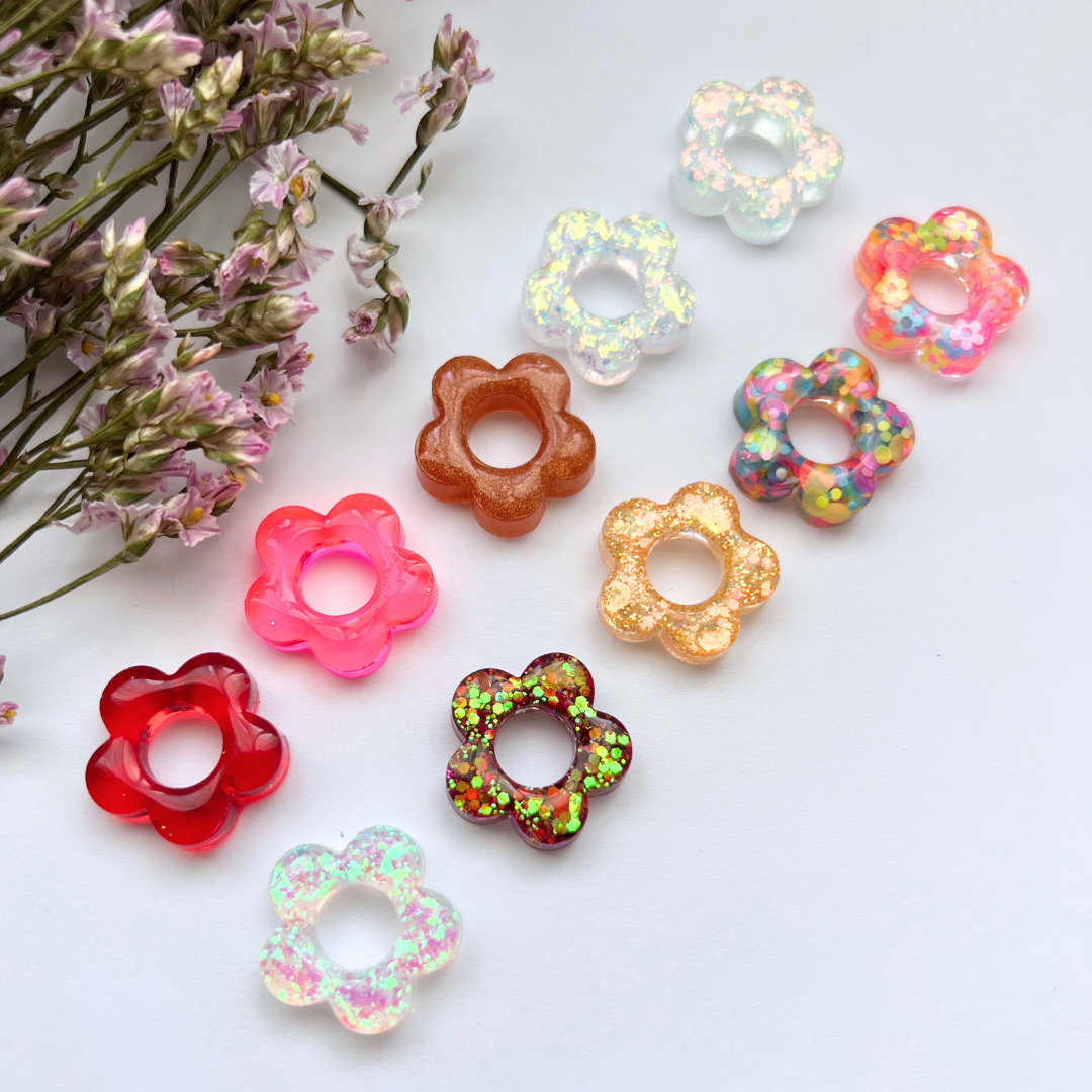 Créoles Paris + Emy, pampilles interchangeable fleurs collection paillettes