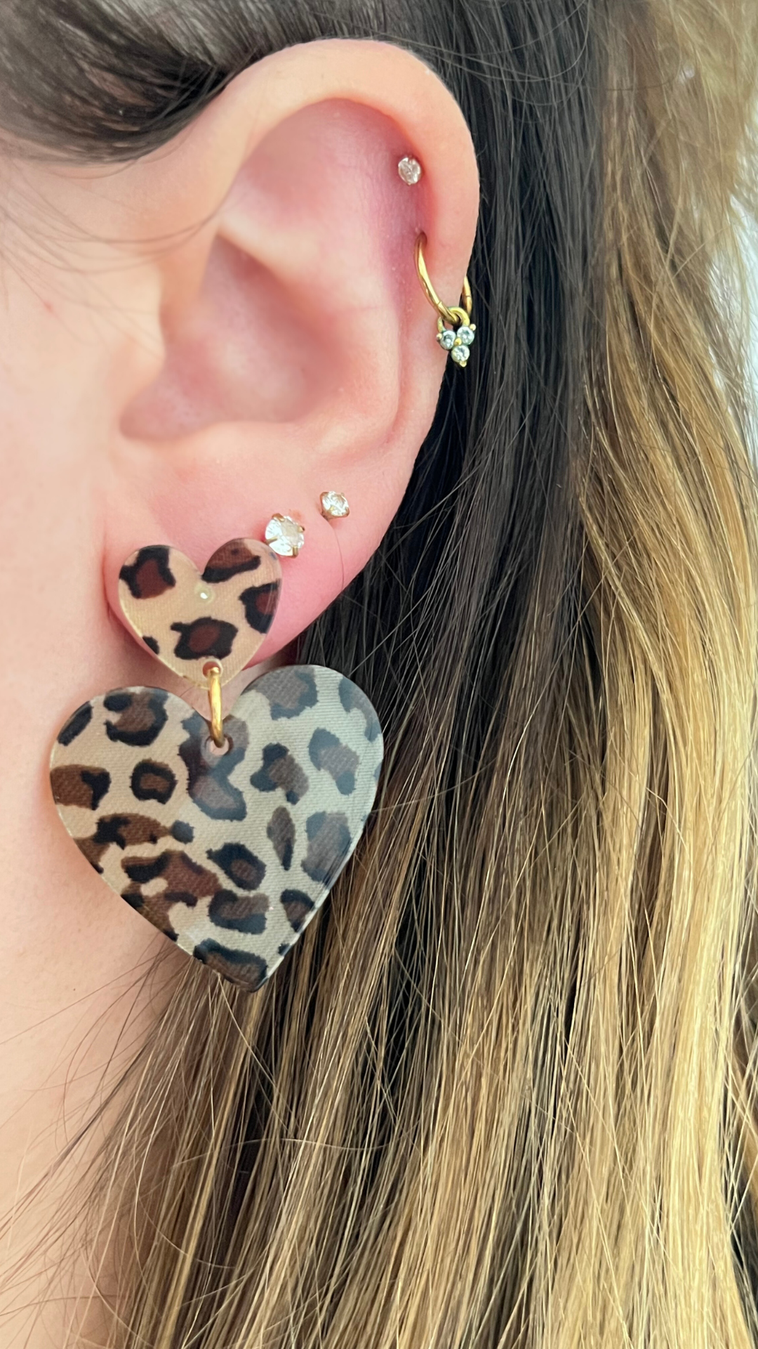 Boucles d'oreilles coeurs léopard