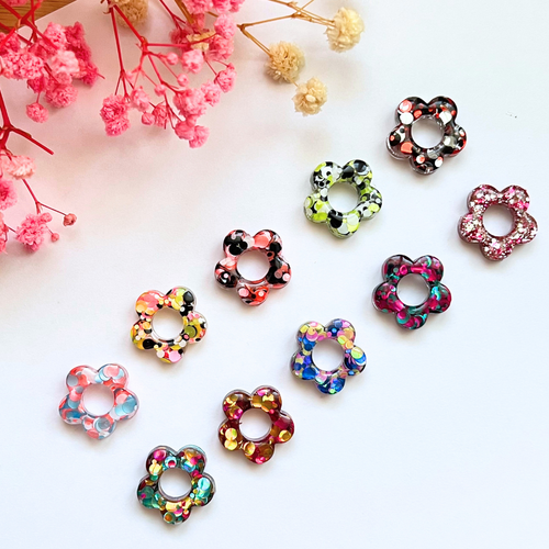 Créoles Paris + Emy, pampilles interchangeable fleurs collection paillettes
