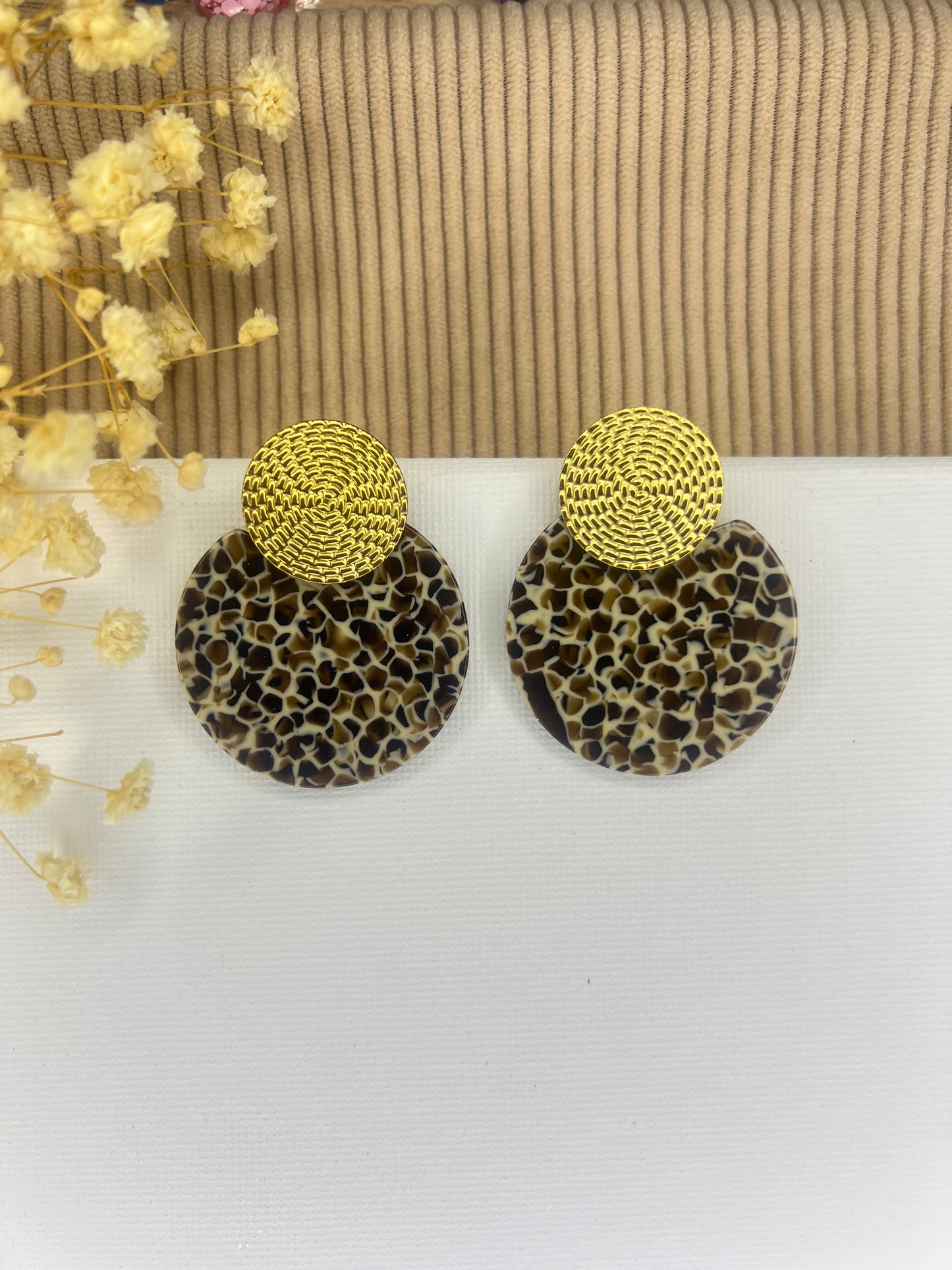Boucles d'oreilles terrazzo marron