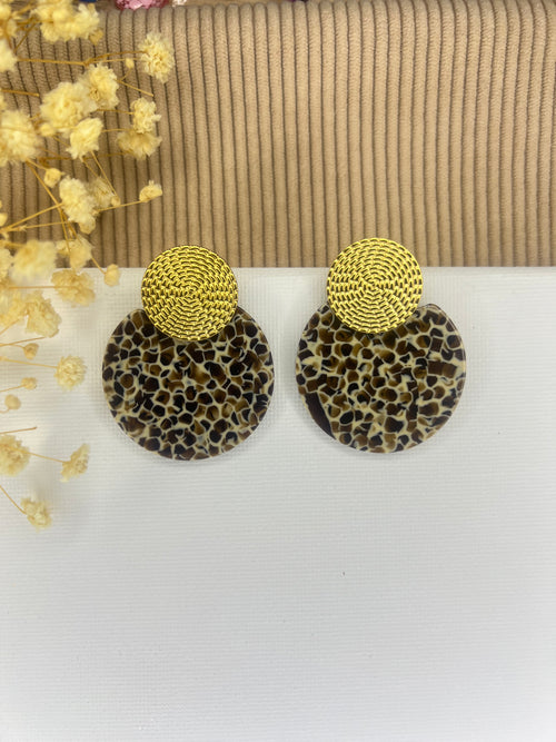 Boucles d'oreilles terrazzo marron