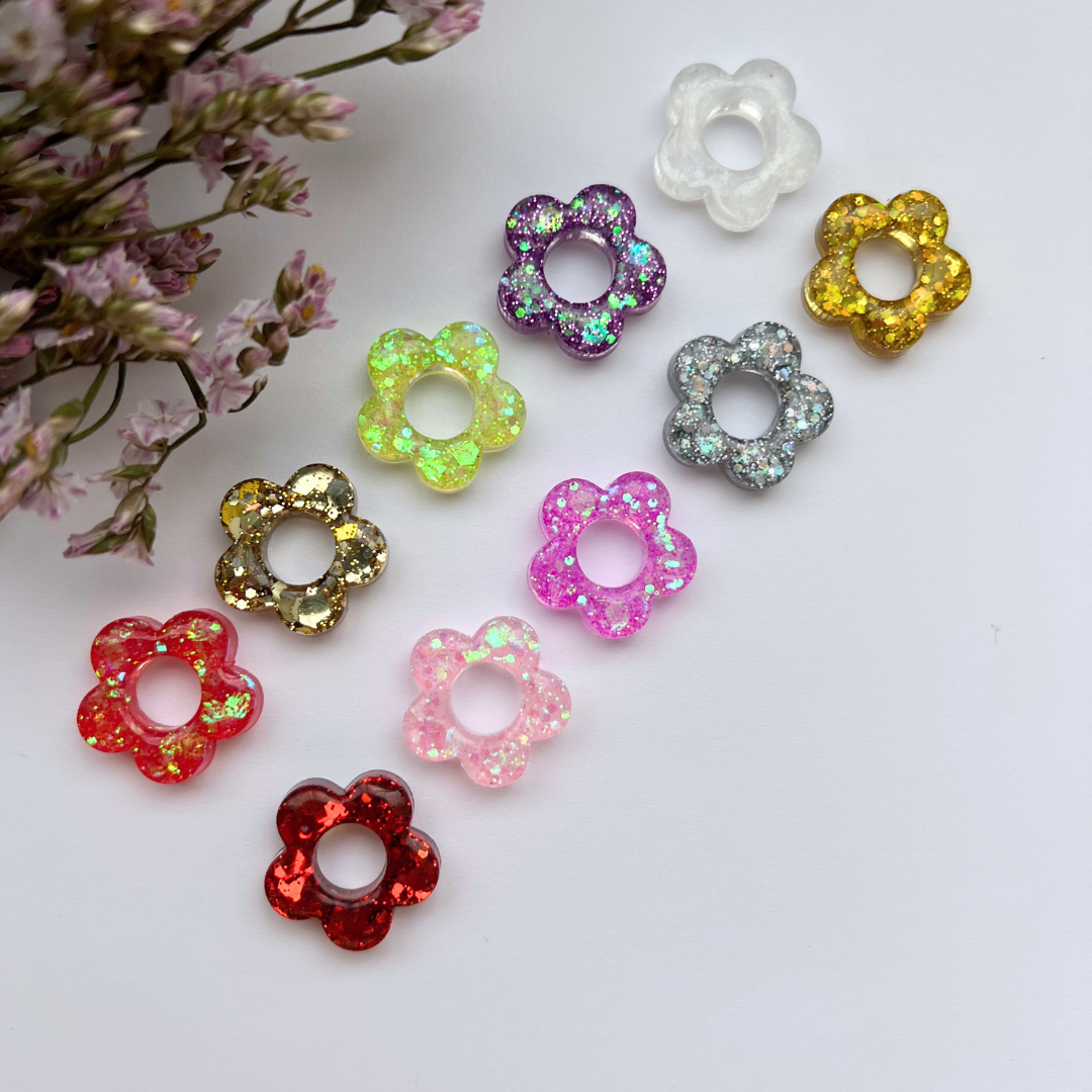 Créoles Paris + Emy, pampilles interchangeable fleurs collection paillettes