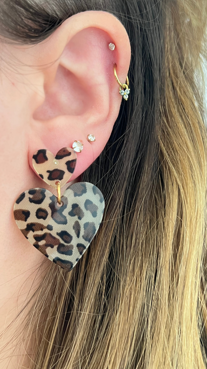 Boucles d'oreilles coeurs léopard