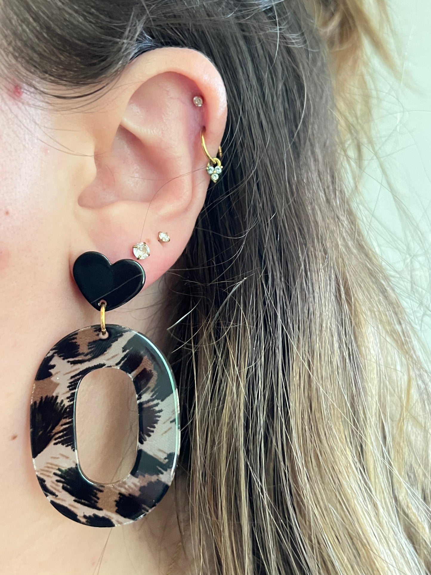Boucles d'oreilles ovale léopard