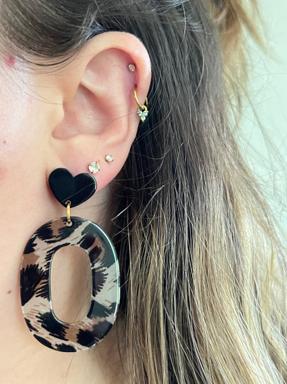 Boucles d'oreilles ovale léopard